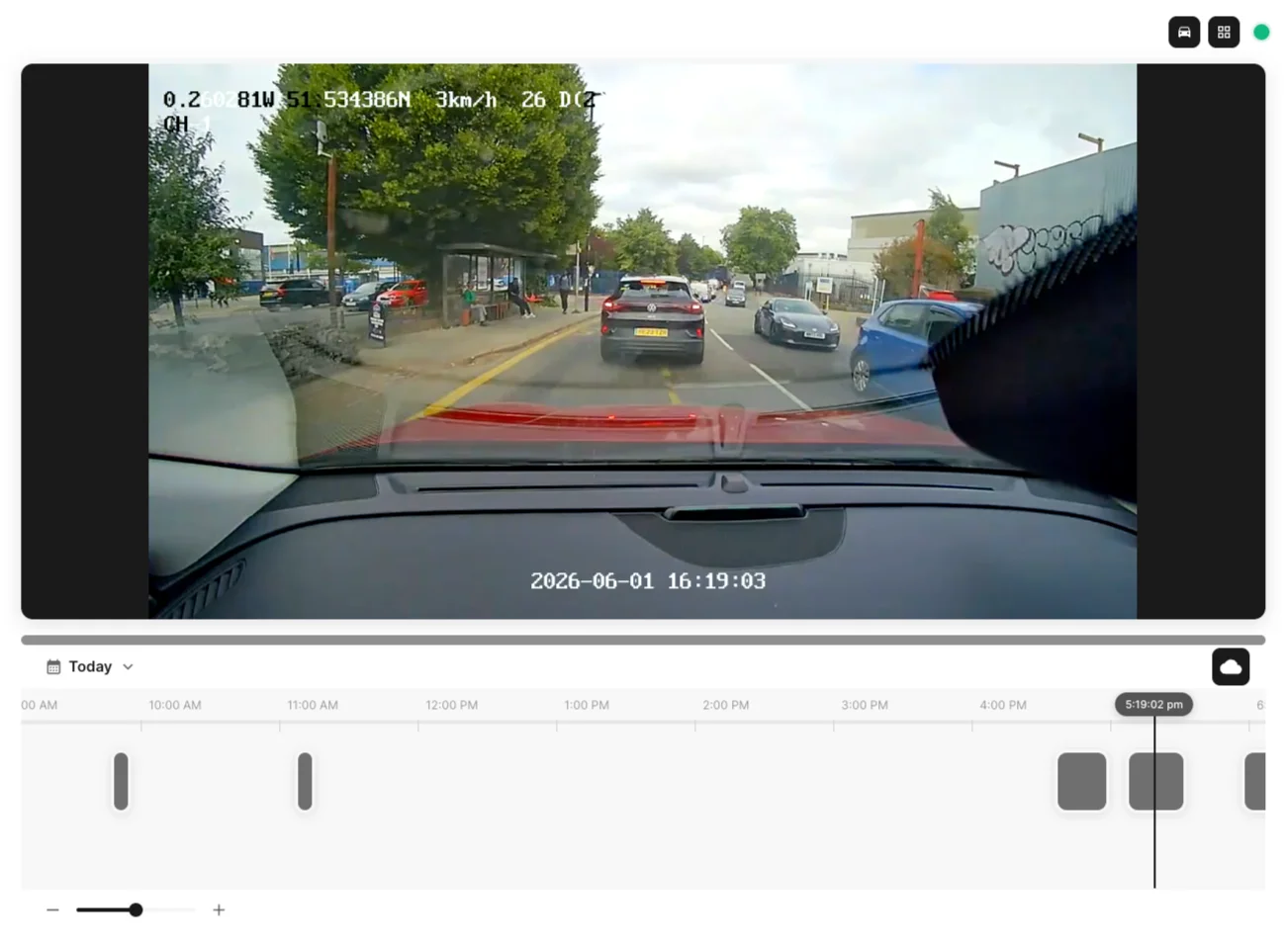 Traknova dash camera UI